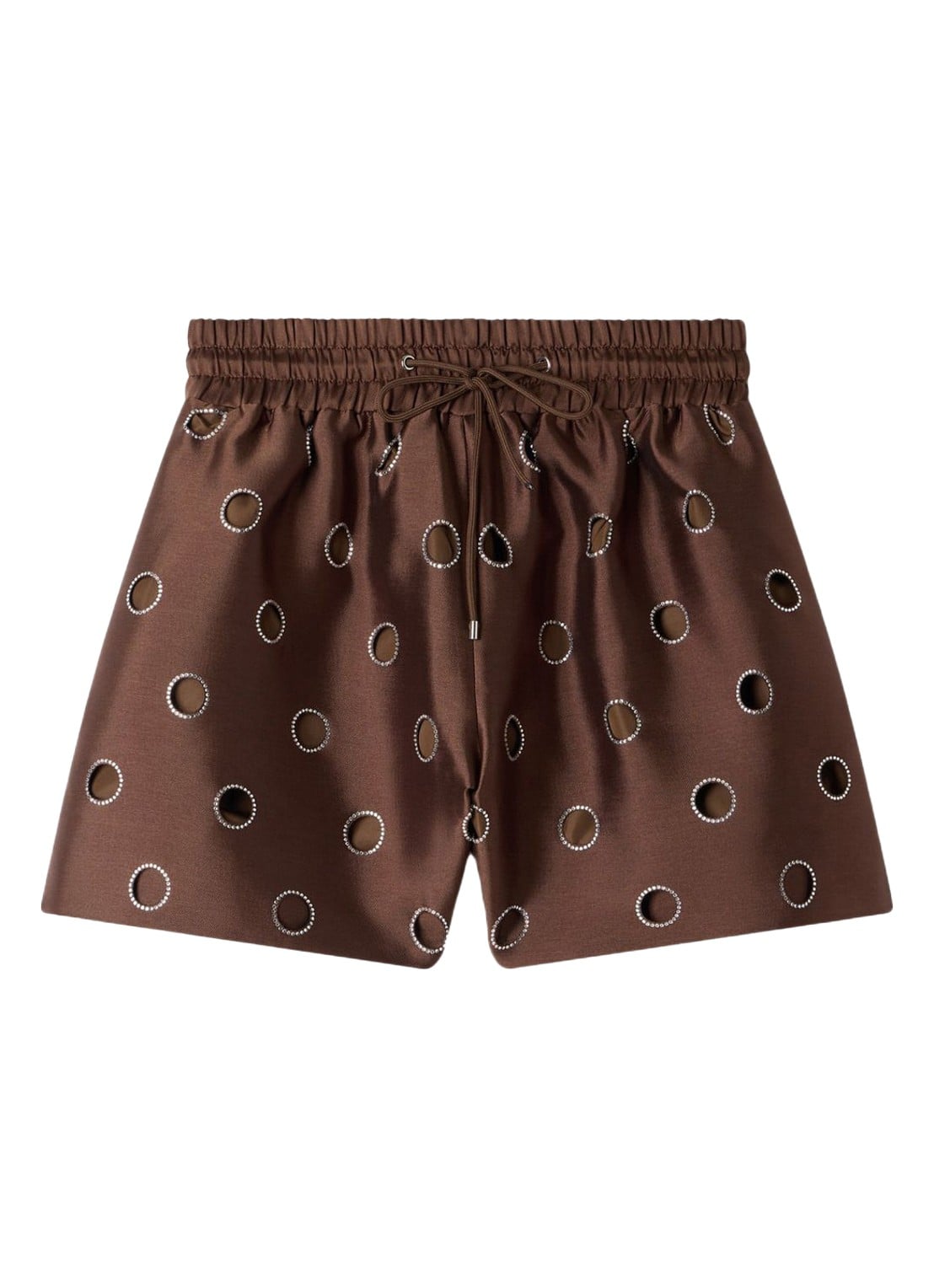 Sandro High waist wide fit korte broek met strass - voorkant 5 bruin