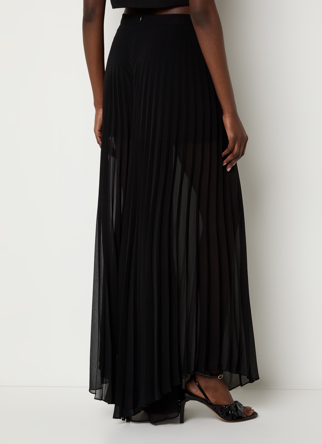 Sandro High waist wide fit palazzobroek met plissé - achterkant zwart