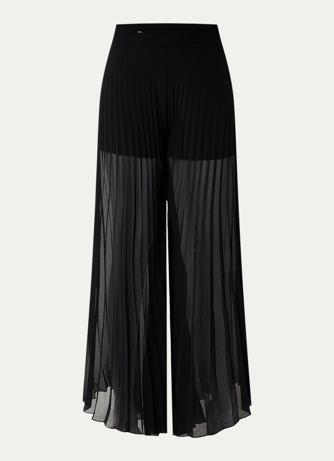 Sandro High waist wide fit palazzobroek met plissé - voorkant 3 zwart