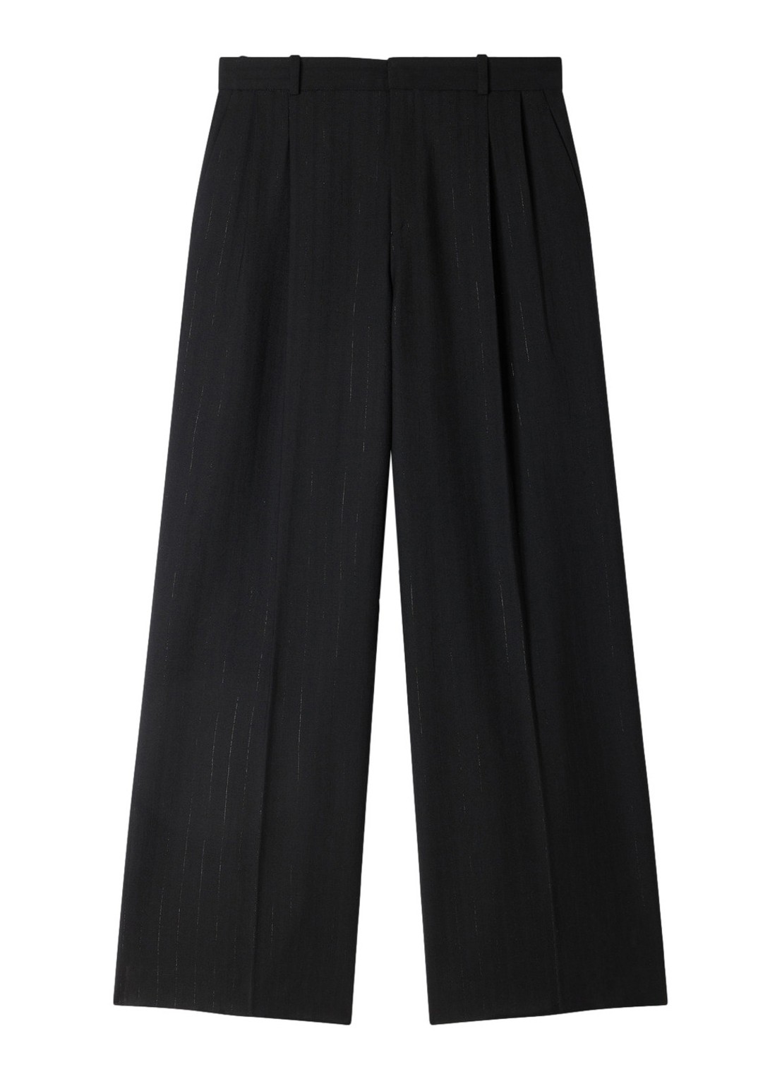 Sandro High waist wide fit pantalon in wolblend met krijtstreep - voorkant zwart