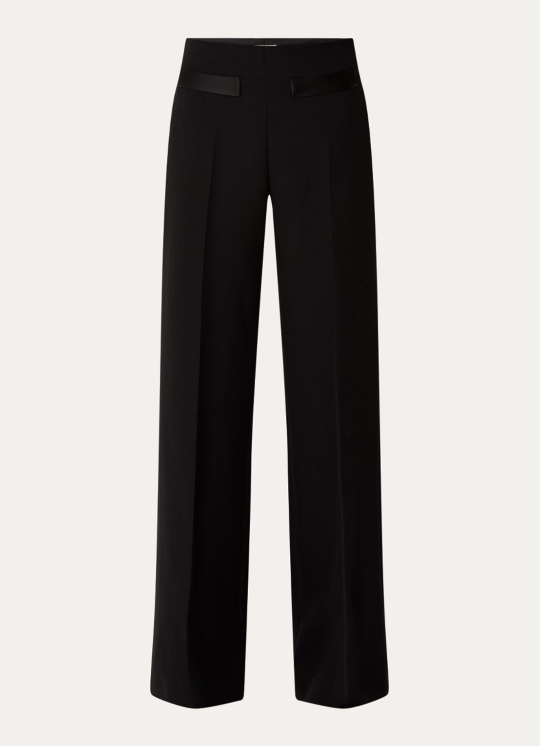 Sandro High waist wide fit pantalon in wolblend - voorkant zwart