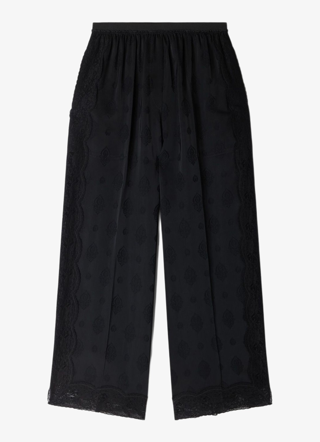 Sandro High waist wide fit pantalon met jacquard dessin en zakken - voorkant black / zwart