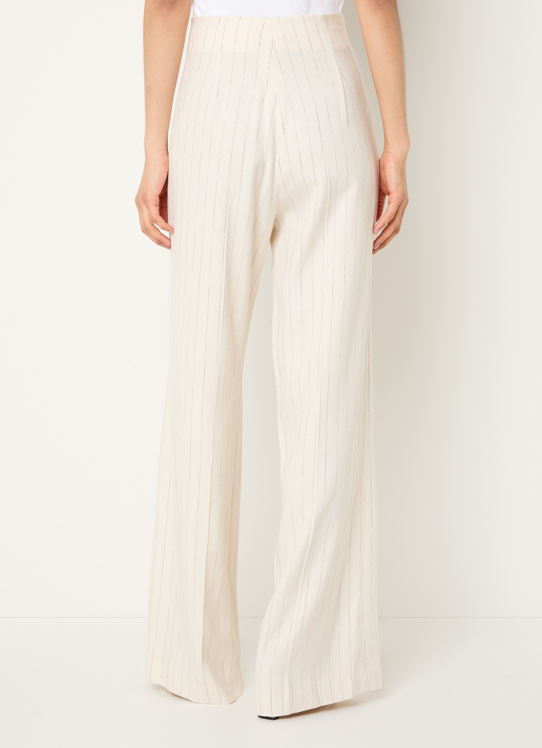 Sandro High waist wide fit pantalon met lurex - achterkant 4 creme