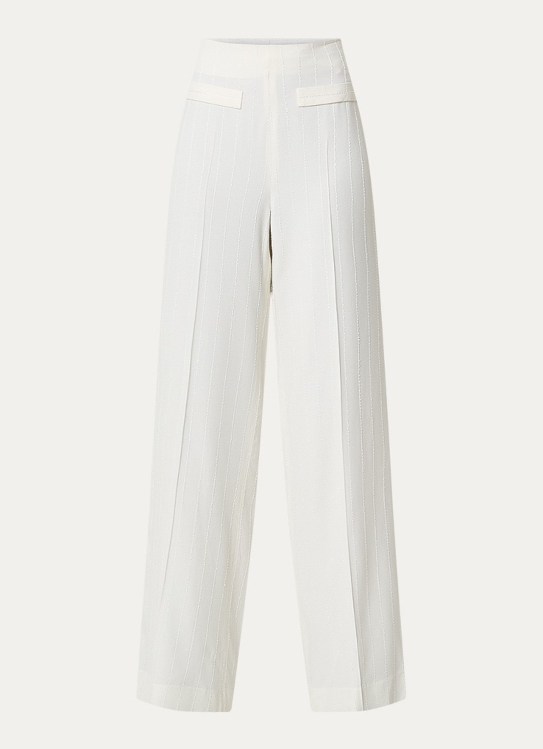 Sandro High waist wide fit pantalon met pailletten - voorkant 3 gebroken wit