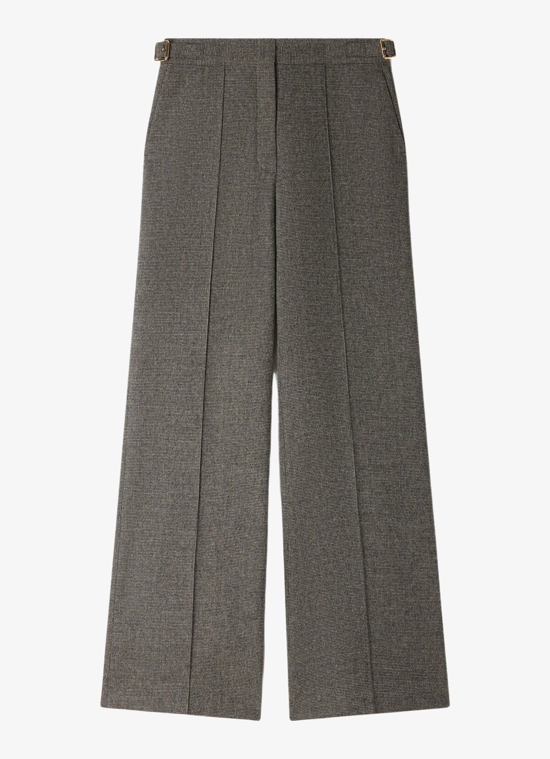Sandro High waist wide fit pantalon met pied-de-poule dessin - voorkant 5 grijs
