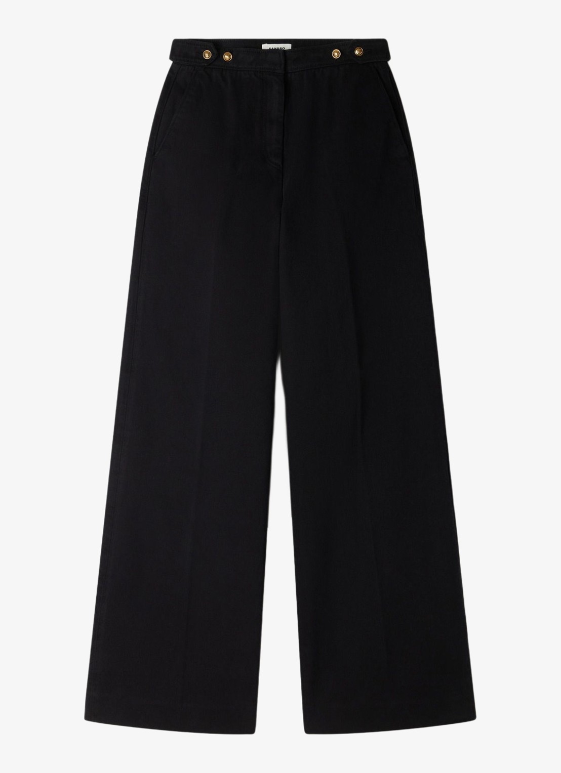 Sandro High waist wide fit pantalon met steekzakken - voorkant 5 zwart