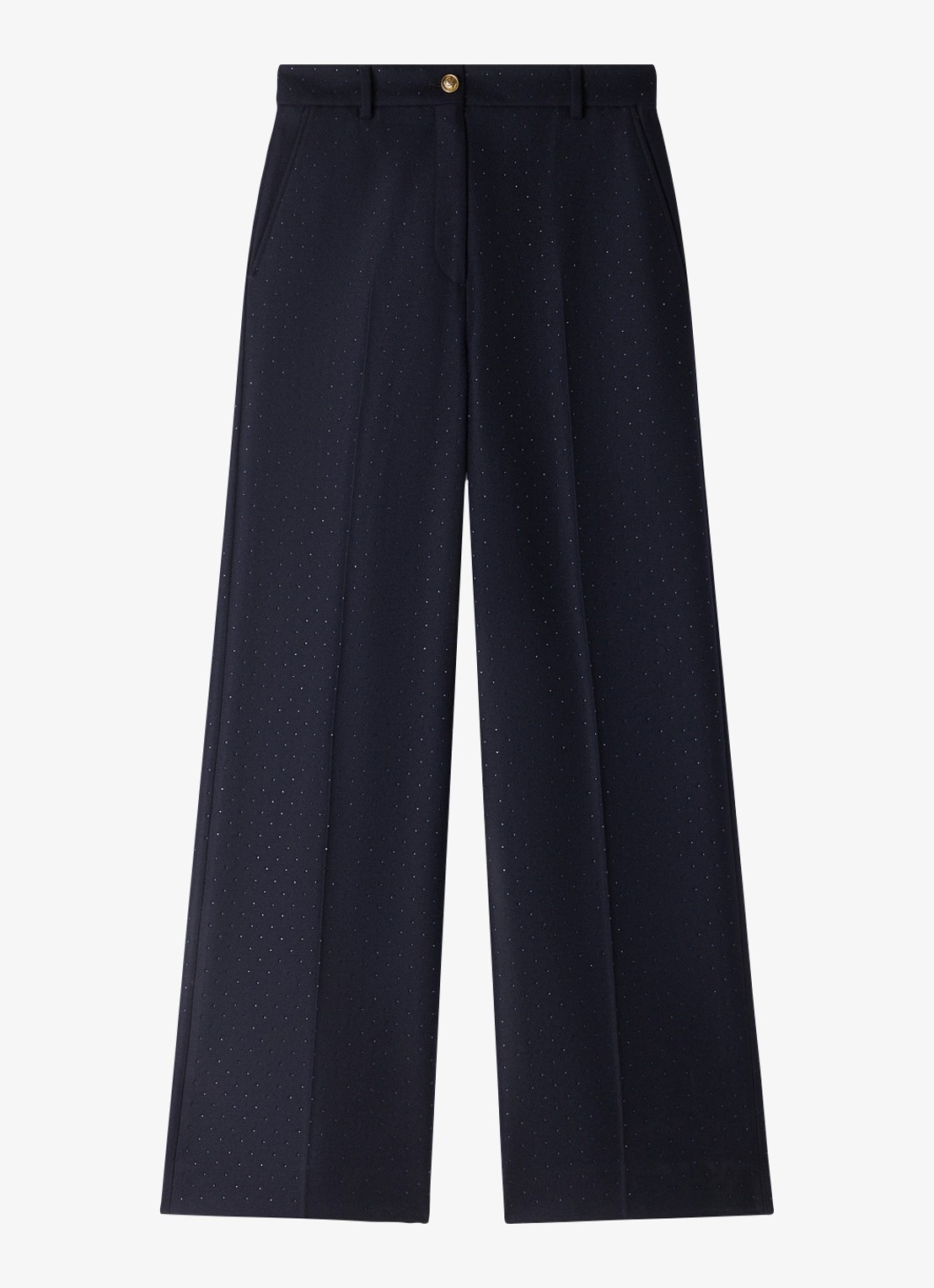 Sandro High waist wide fit pantalon met strass - voorkant 5 blauw