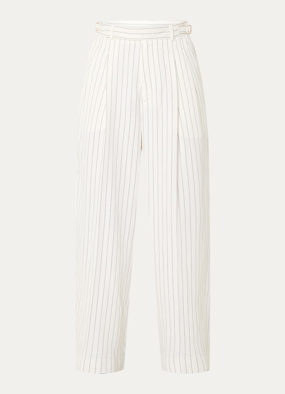Sandro High waist wide fit pantalon met streepprint - voorkant 2 gebroken wit