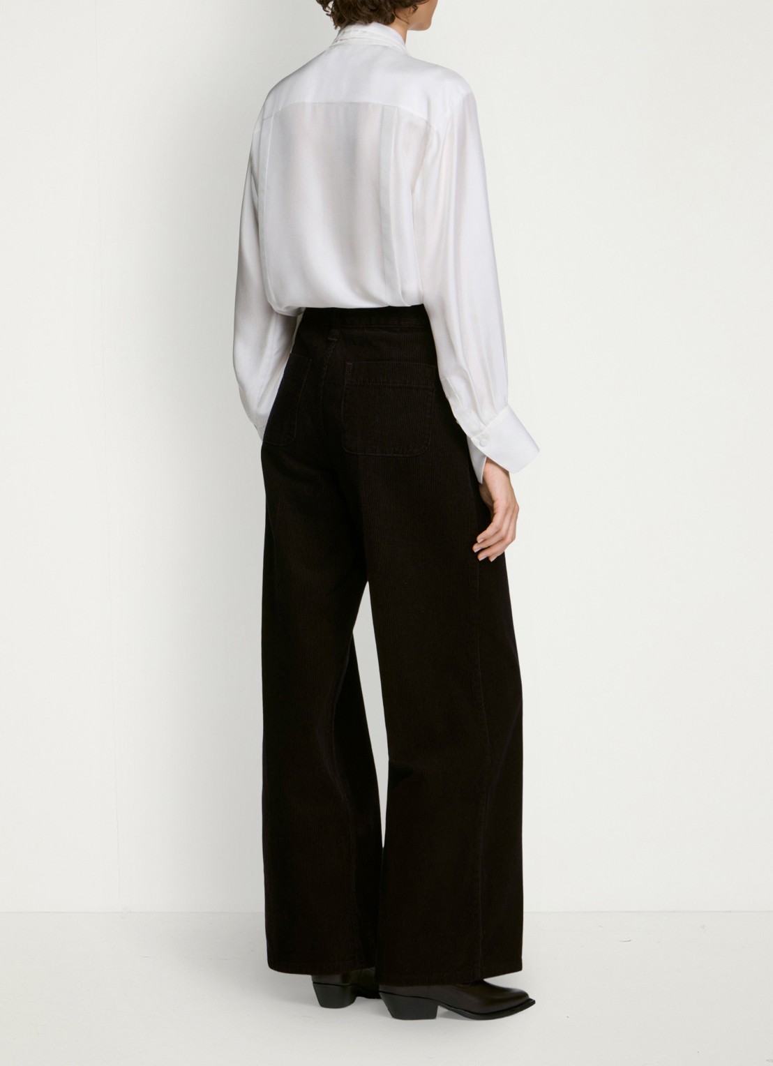 Sandro High waist wide fit pantalon van corduroy - achterkant 3 bordeauxrood