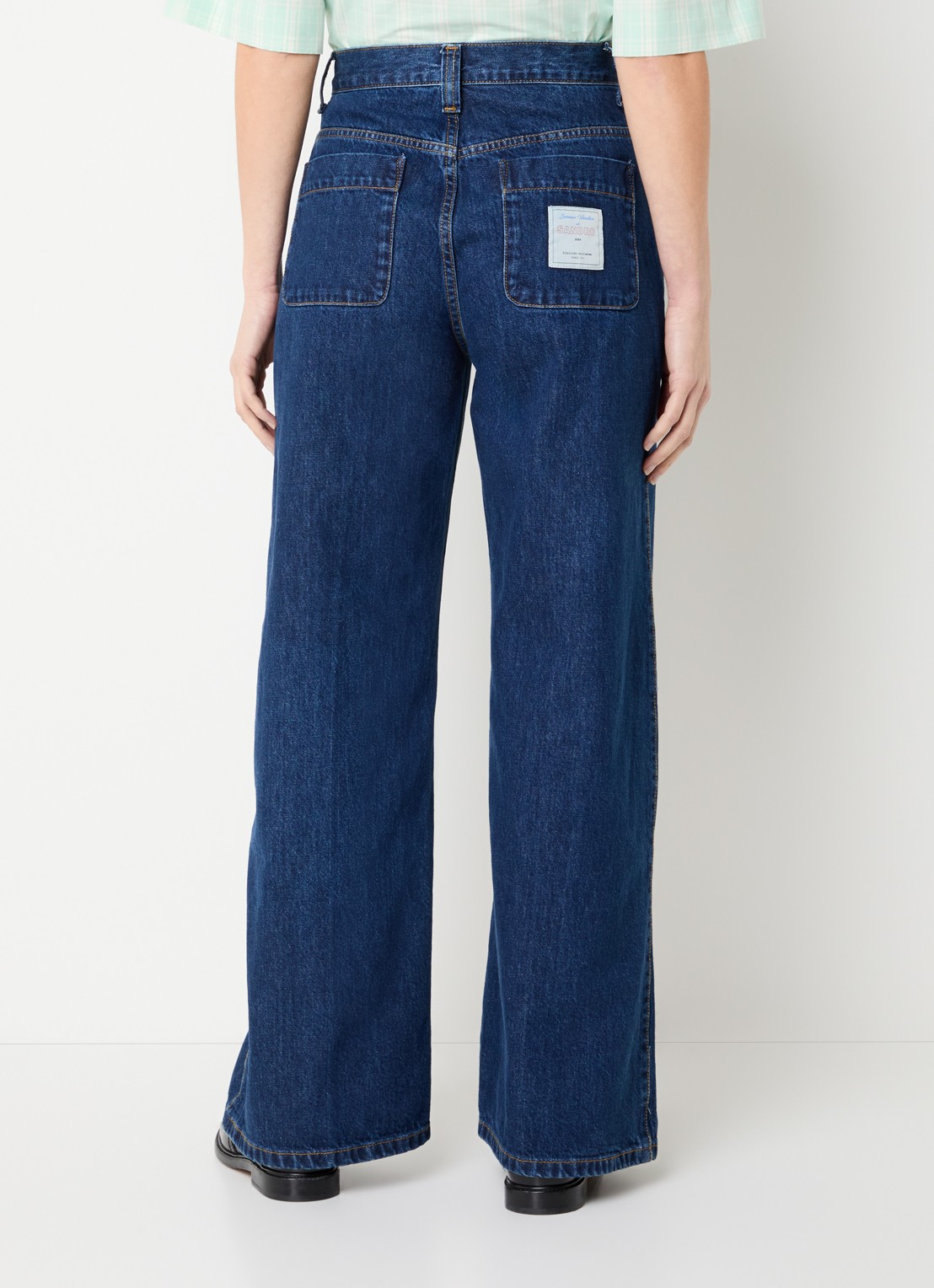 Sandro High waist wide leg jeans met donkere wassing - achterkant 2 donkerblauw
