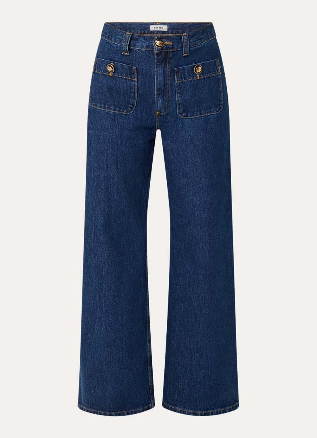 Sandro High waist wide leg jeans met donkere wassing - voorkant 3 donkerblauw