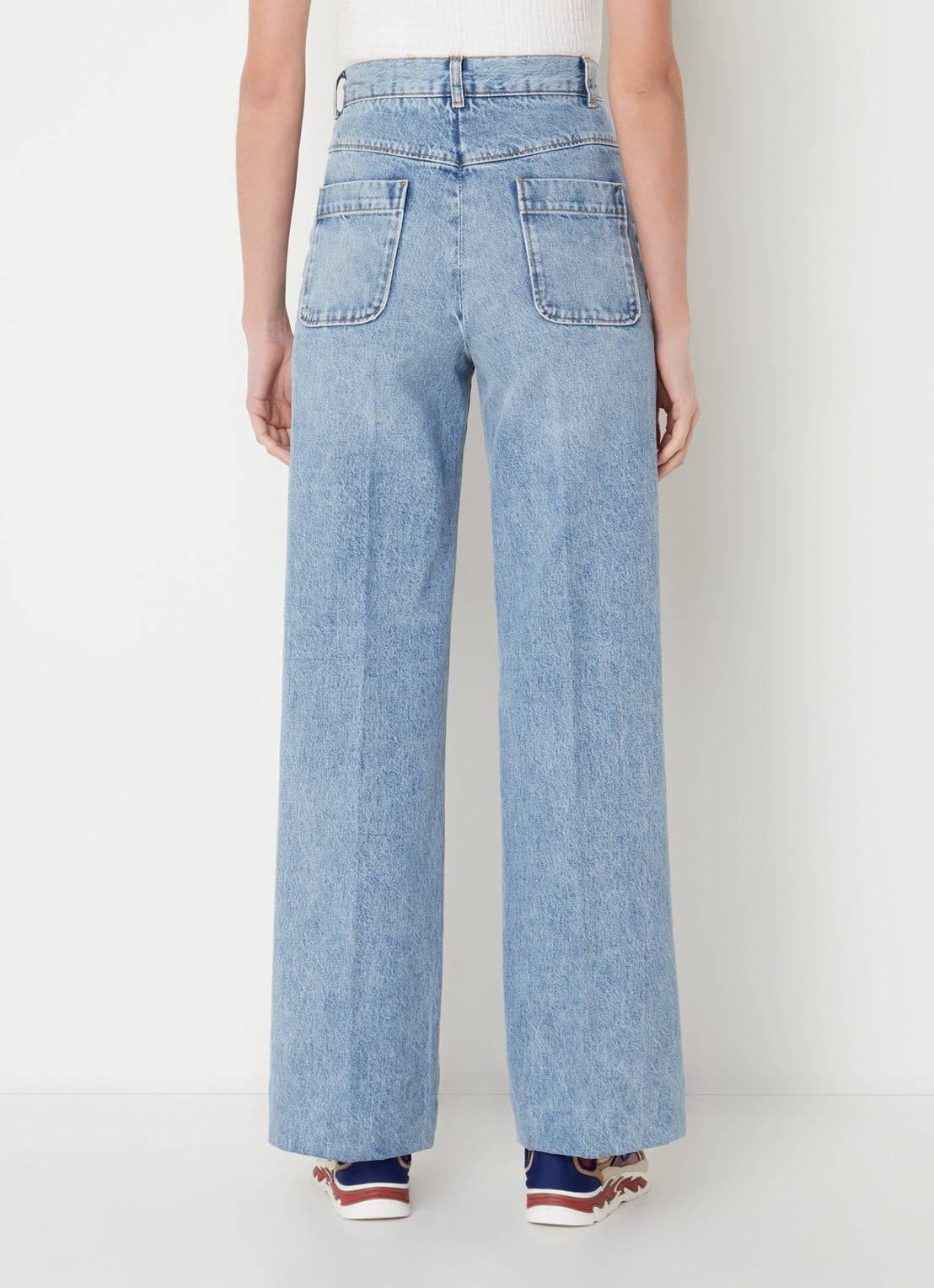 Sandro High waist wide leg jeans met lichte wassing - achterkant indigo