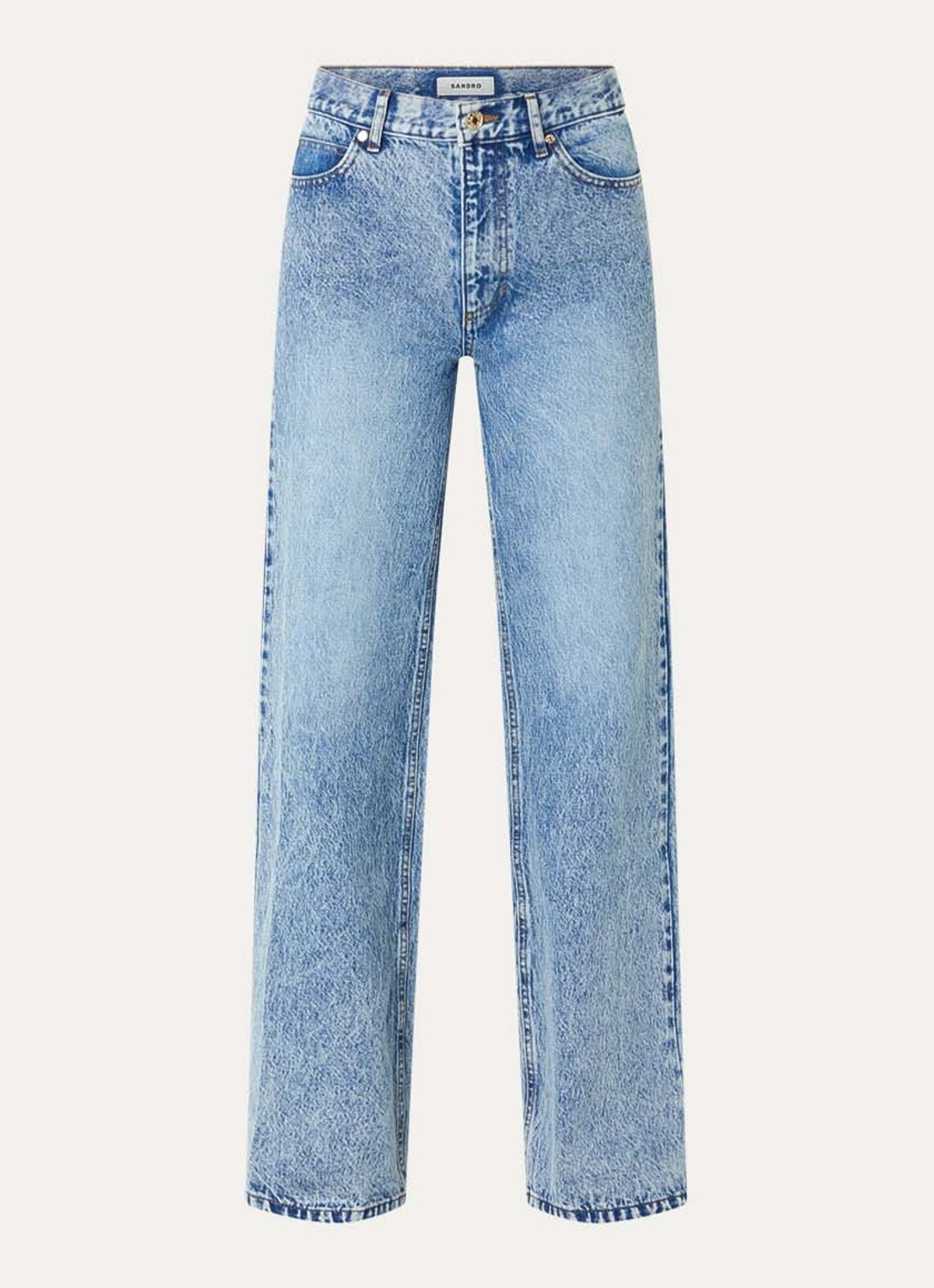Sandro High waist wide leg jeans met lichte wassing - voorkant indigo