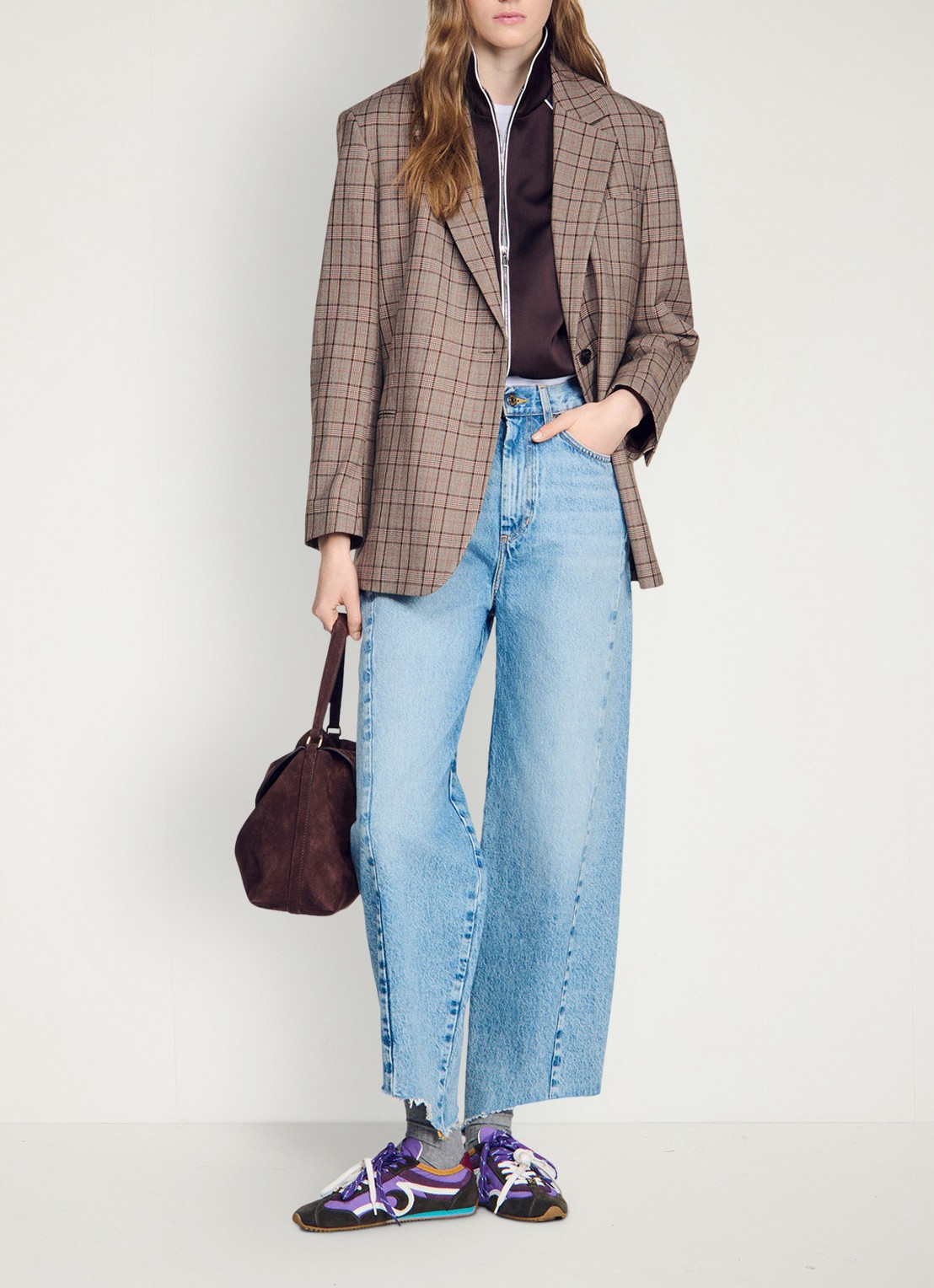 Sandro High waist wide leg jeans met steekzakken - voorkant 2 indigo
