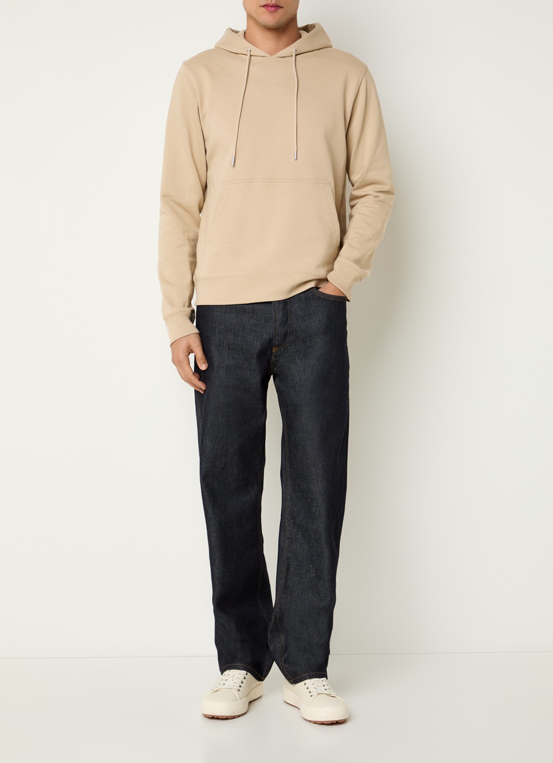 Sandro Hoodie met trekkoord - voorkant 3 beige
