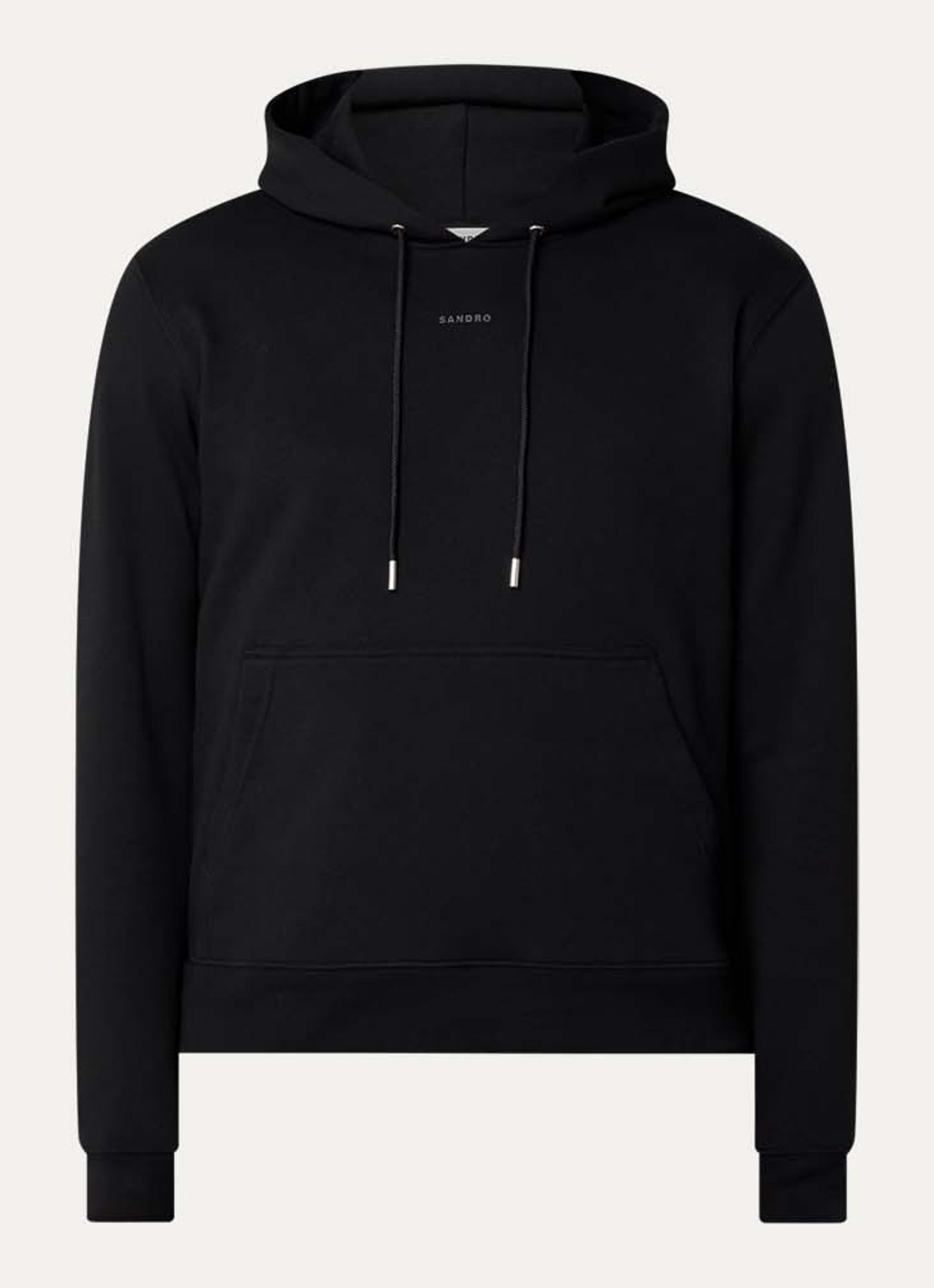 Sandro Hoodie met trekkoord - voorkant 2 zwart