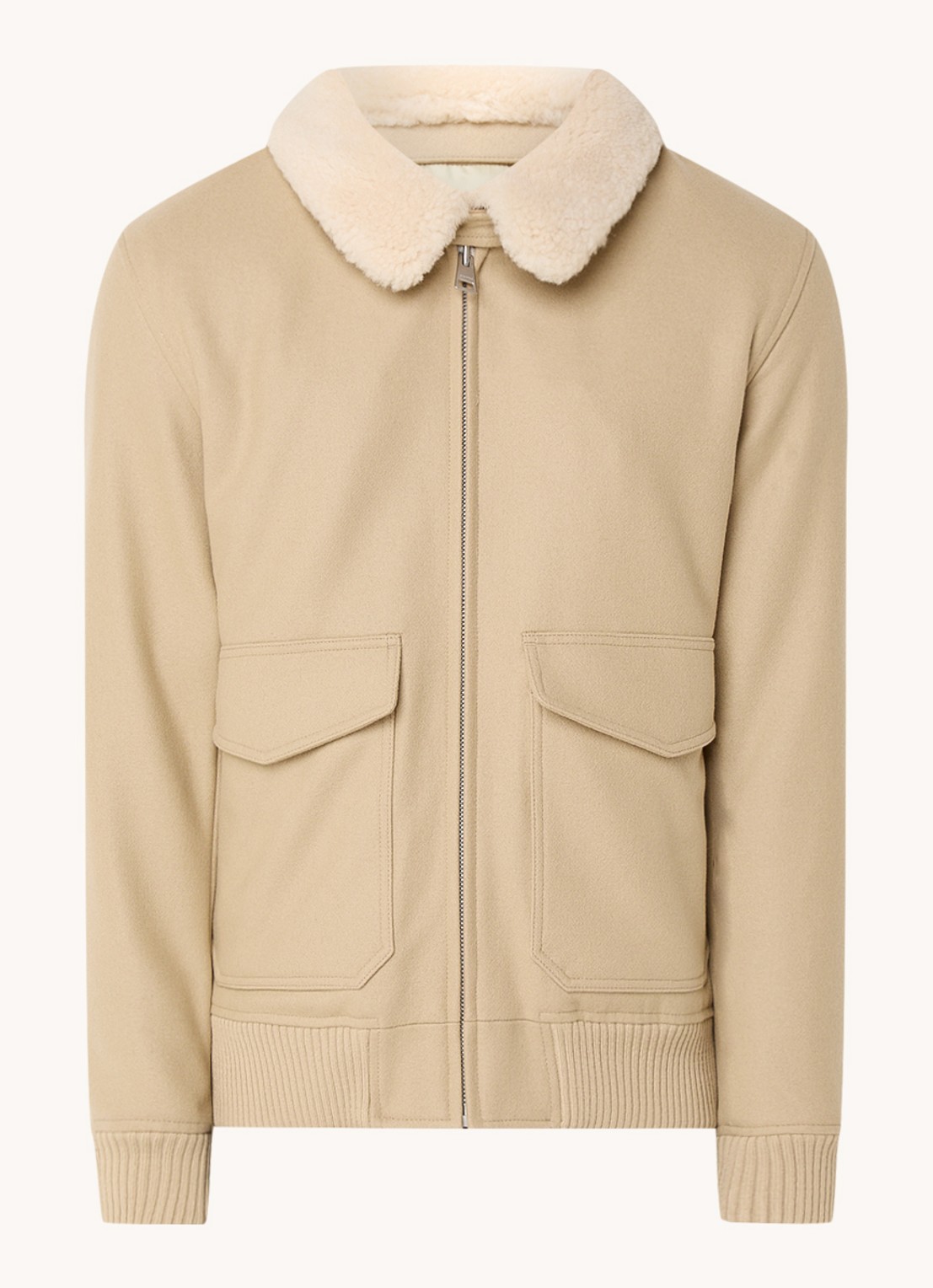 Sandro Jack in kasjmierblend met afneembare kraag - voorkant 2 beige
