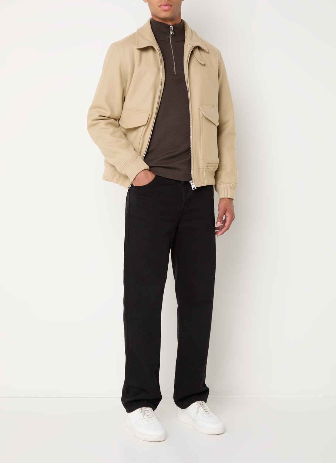 Sandro Jack in kasjmierblend met afneembare kraag - voorkant 3 beige