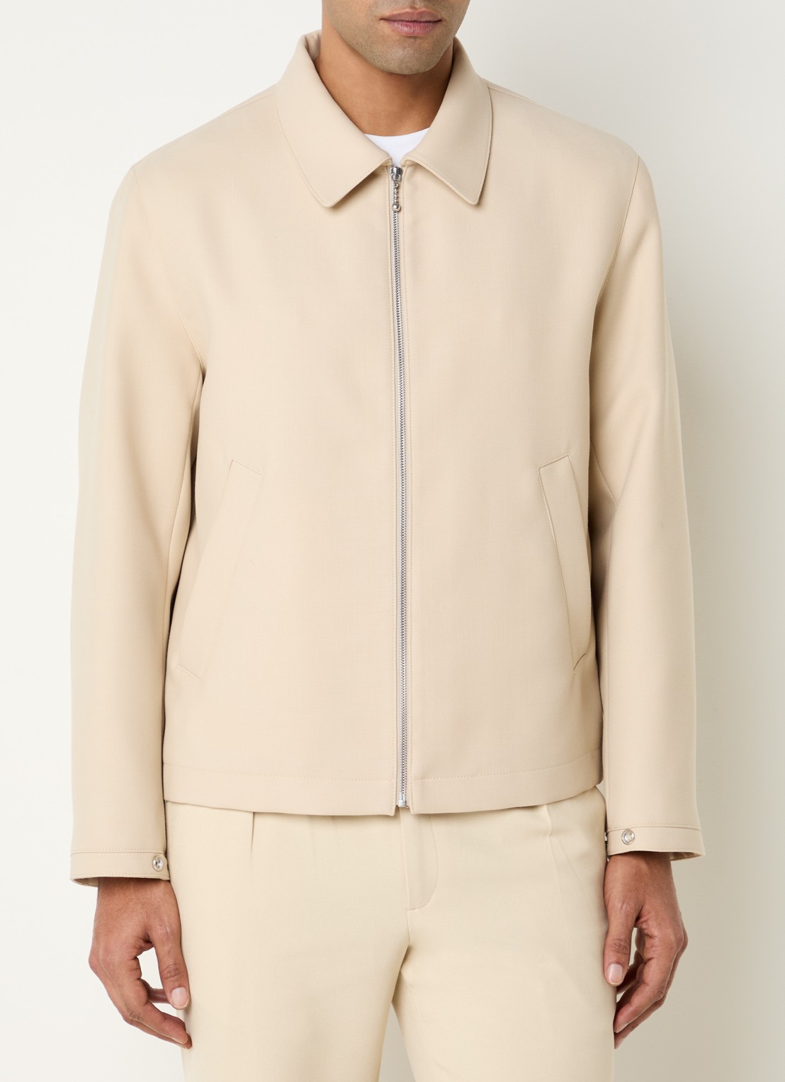 Sandro Jack in scheerwolblend met steekzakken - detail beige