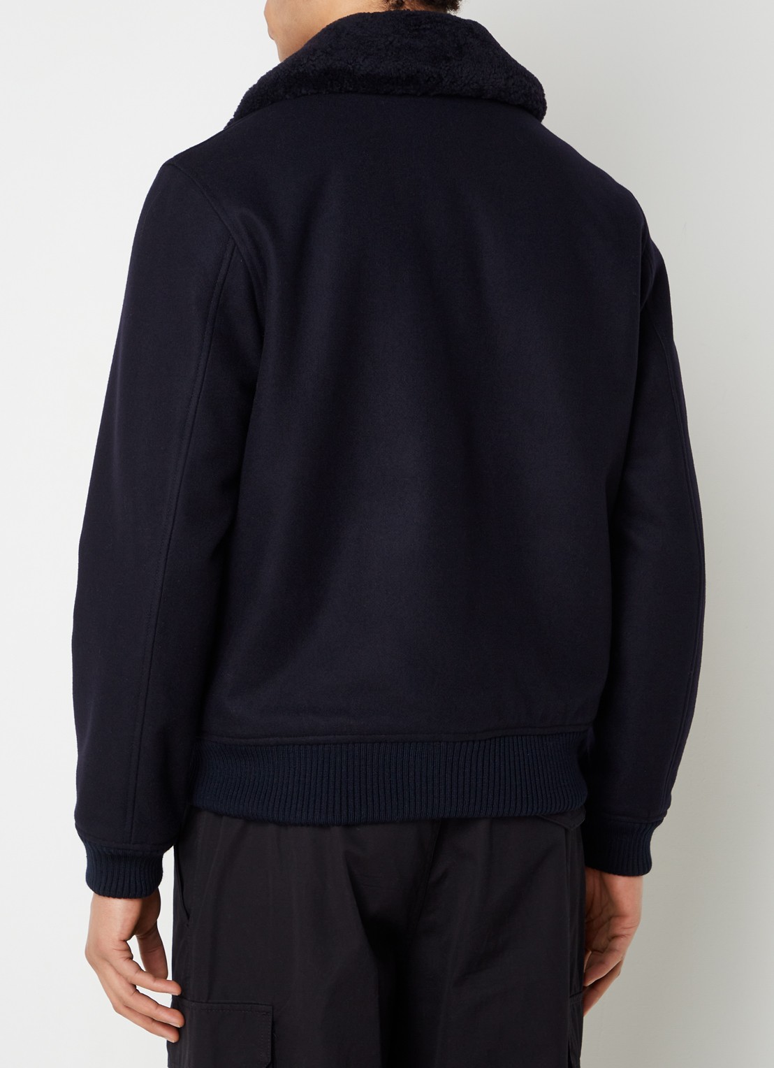 Sandro Jack in wolblend met afneembare kraag - achterkant donkerblauw