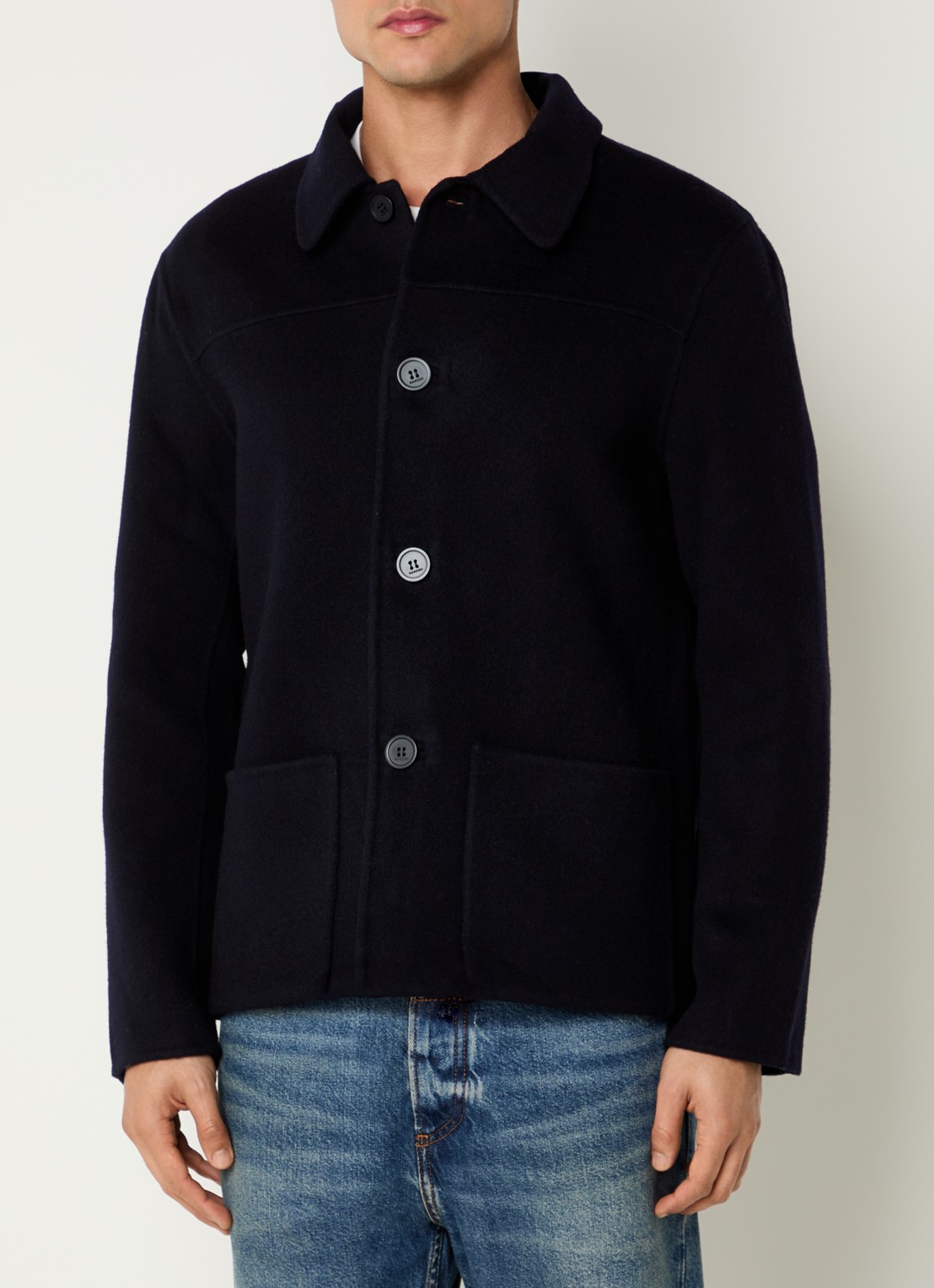 Sandro Jack in wolblend met opgestikte zakken - detail 4 donkerblauw