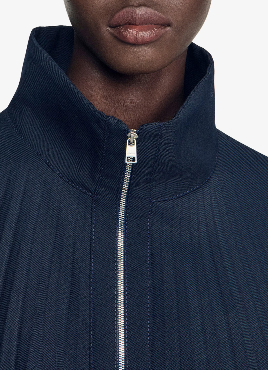 Sandro Jack in wolblend met plooien - detail 2 donkerblauw