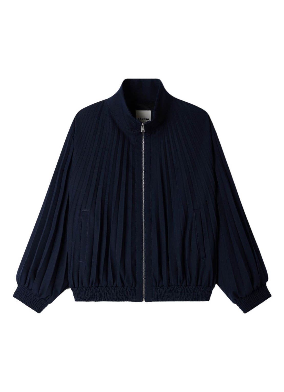 Sandro Jack in wolblend met plooien - voorkant donkerblauw