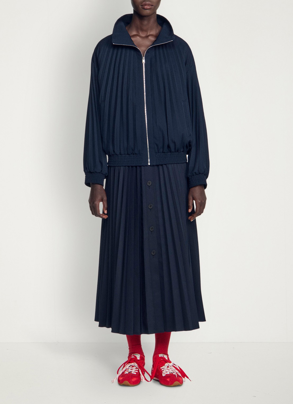 Sandro Jack in wolblend met plooien - voorkant 5 donkerblauw