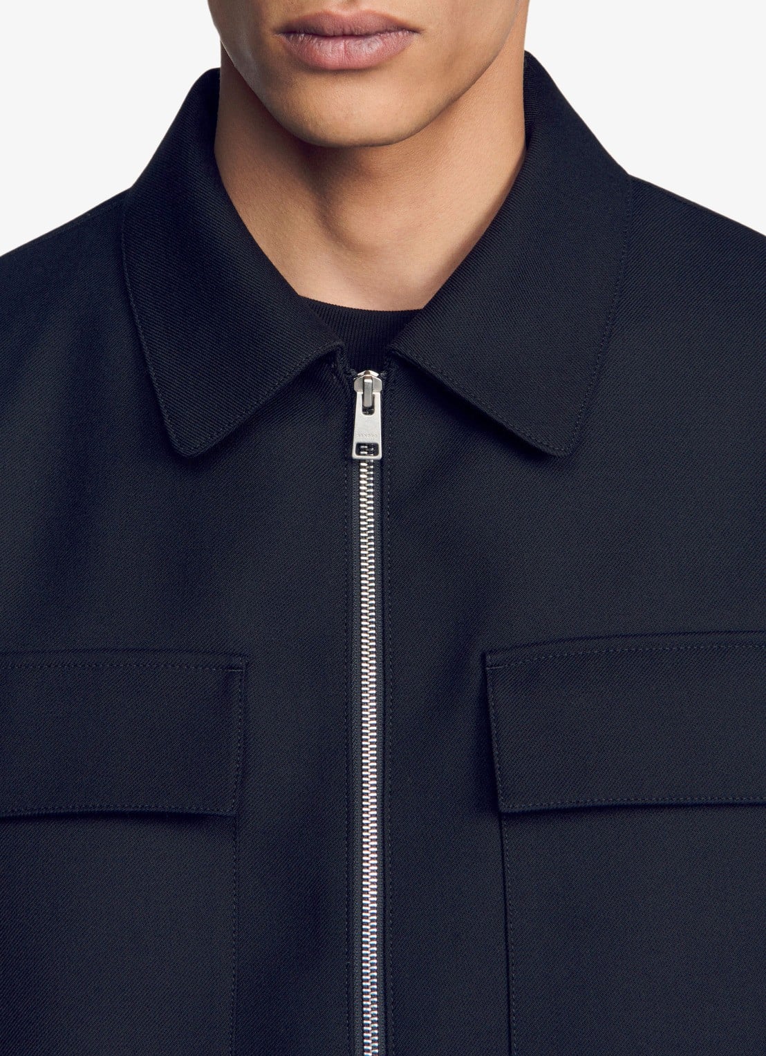 Sandro Jack in wolblend - detail 2 donkerblauw