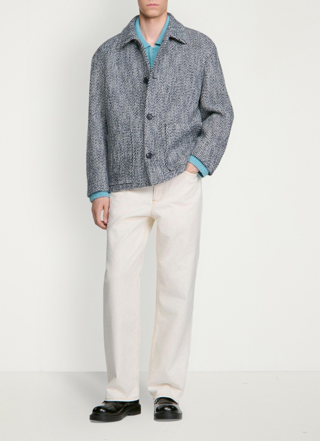 Sandro Jack in wolblend - detail 6 donkerblauw