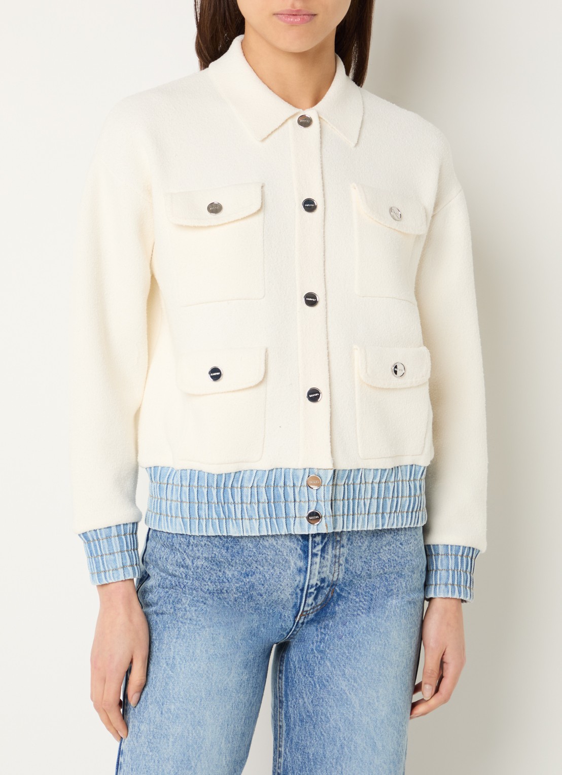 Sandro Jack met bortzakken - detail 4 beige