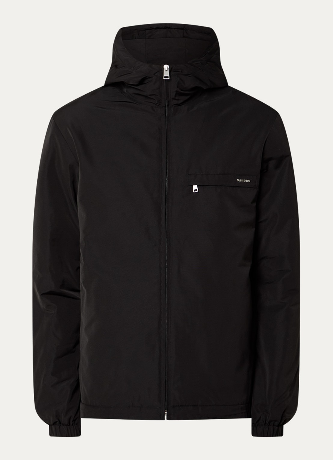 Sandro Jack met capuchon en logo - voorkant 3 zwart