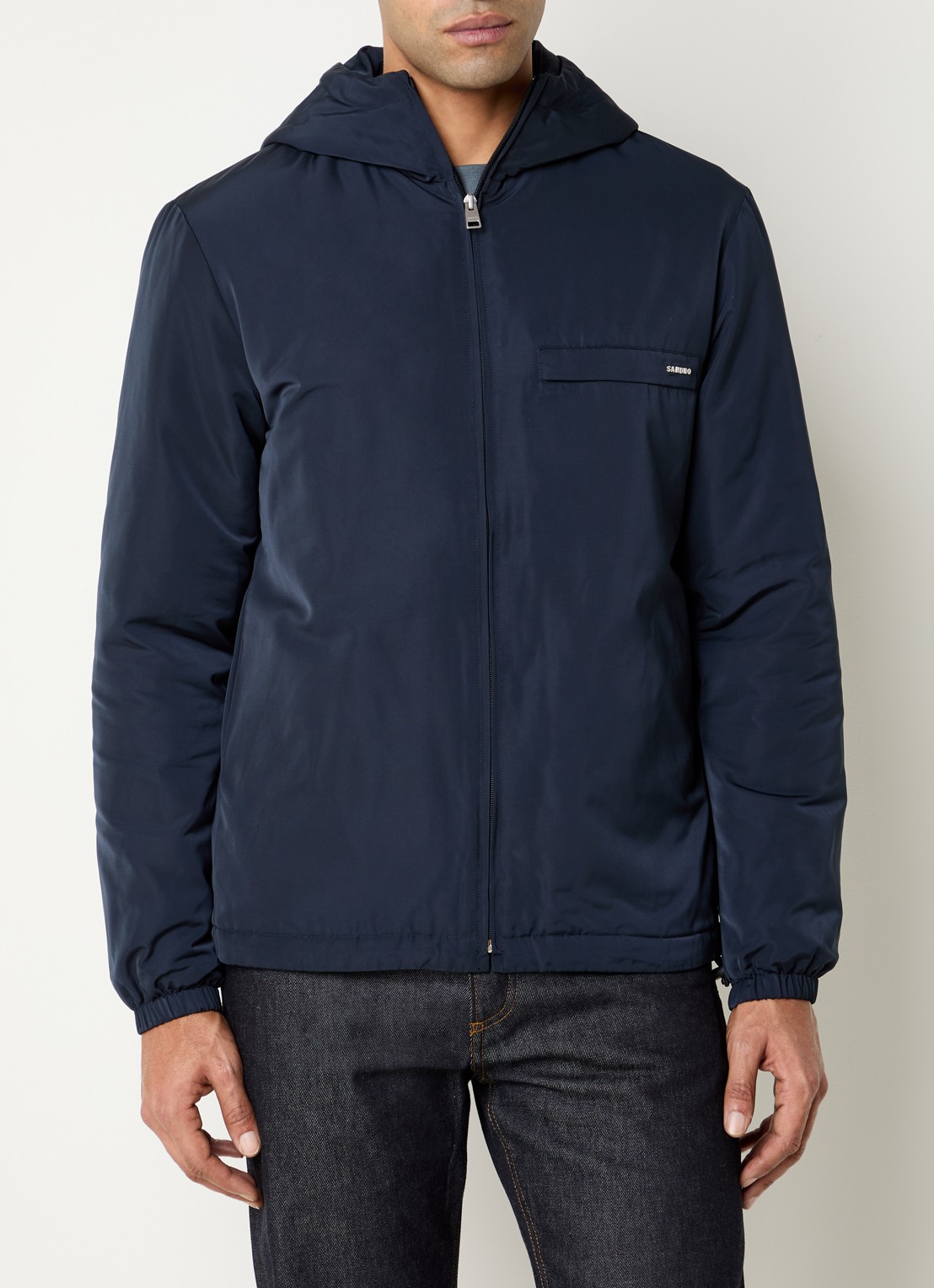 Sandro Jack met capuchon en logo - detail 2 donkerblauw