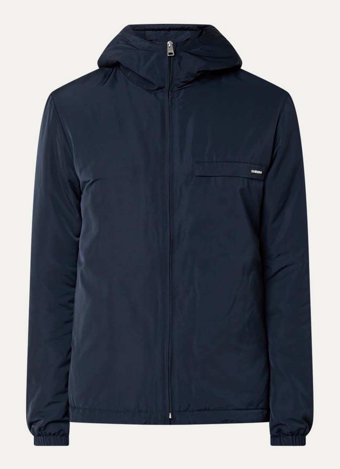 Sandro Jack met capuchon en logo - voorkant 3 donkerblauw