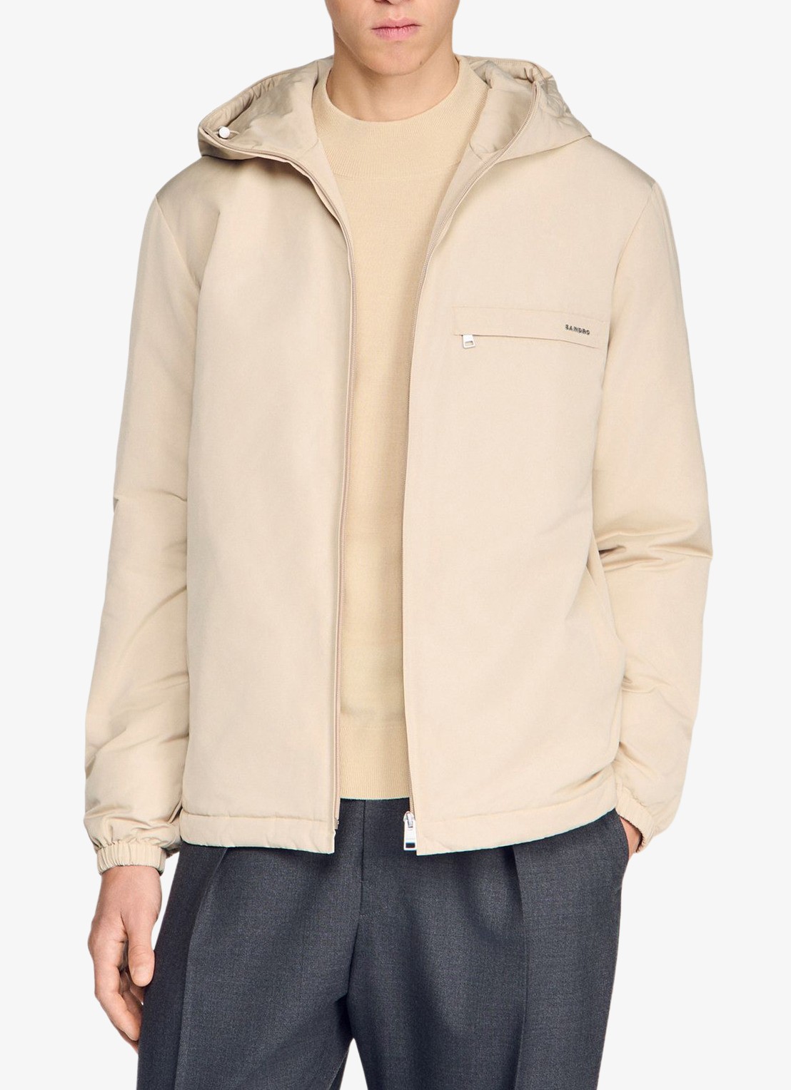 Sandro Jack met capuchon en logo - detail 3 beige