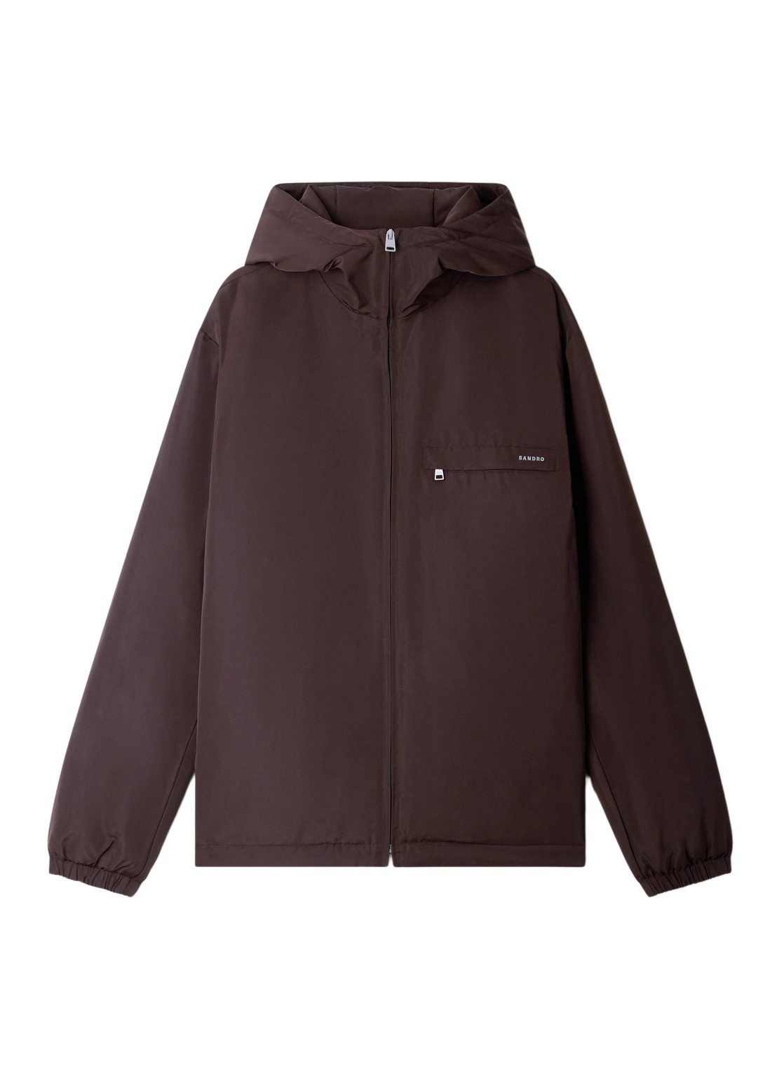 Sandro Jack met capuchon en logo - voorkant chocoladebruin
