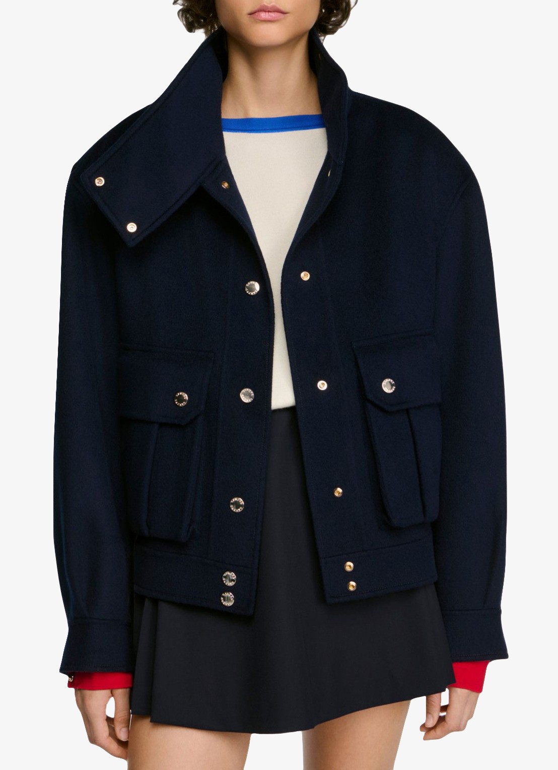 Sandro Jack met klepzakken - detail 4 blauw