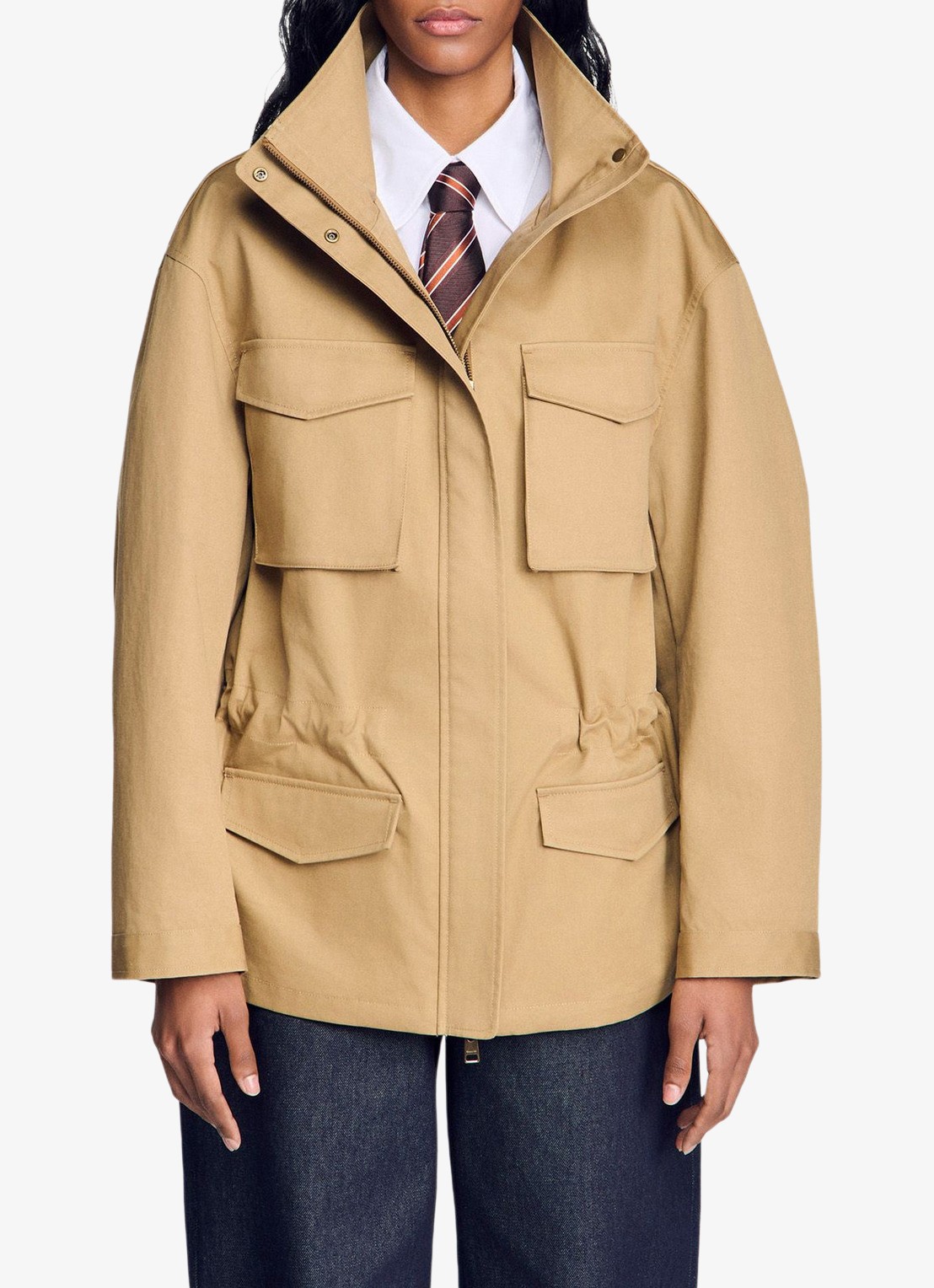 Sandro Jack met opgestikte zakken - detail 4 camel