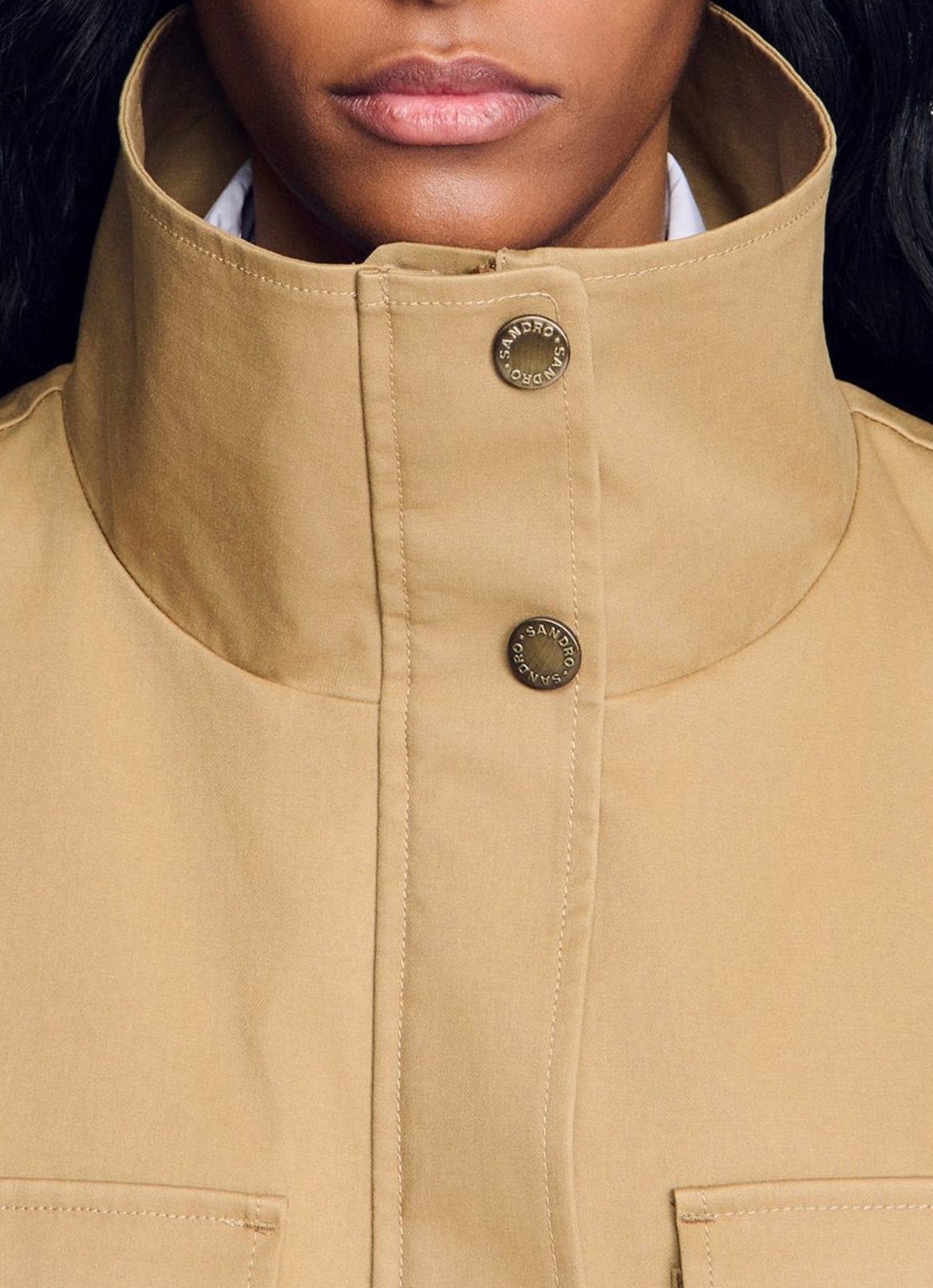Sandro Jack met opgestikte zakken - detail 6 camel