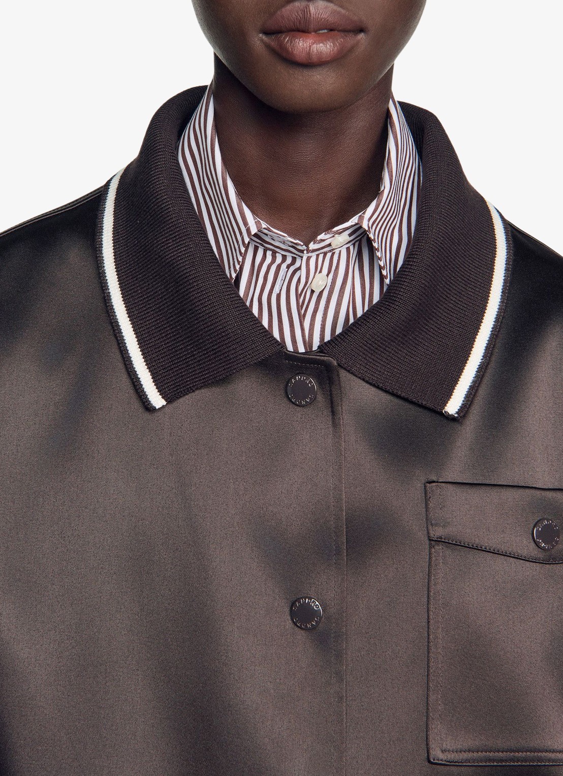 Sandro Jack met polokraag - detail 3 bruin