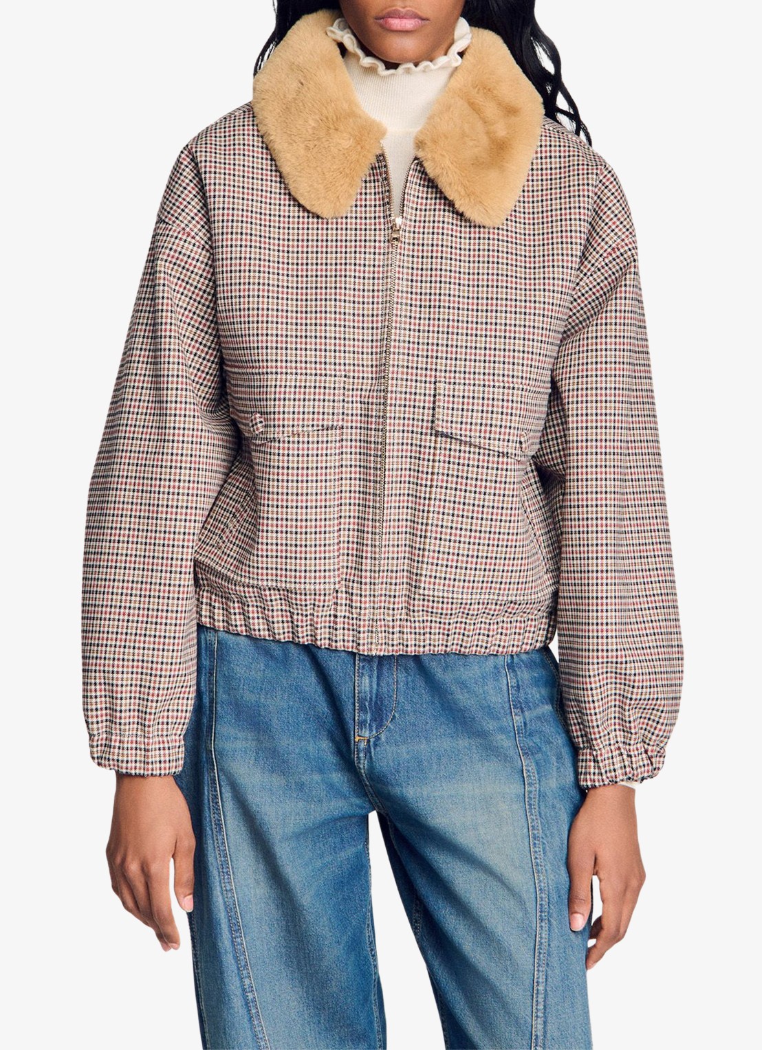 Sandro Jack met ruitdessin - detail 2 bruin