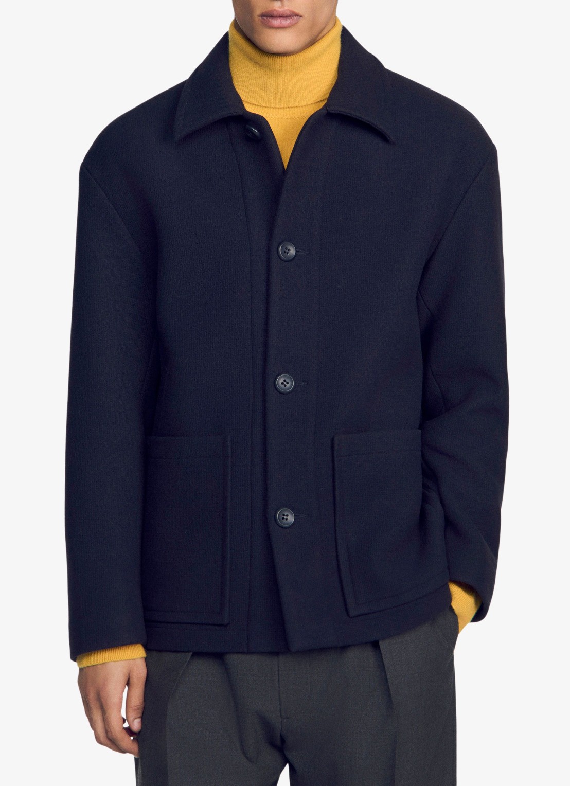Sandro Jack met steekzakken - detail 4 donkerblauw