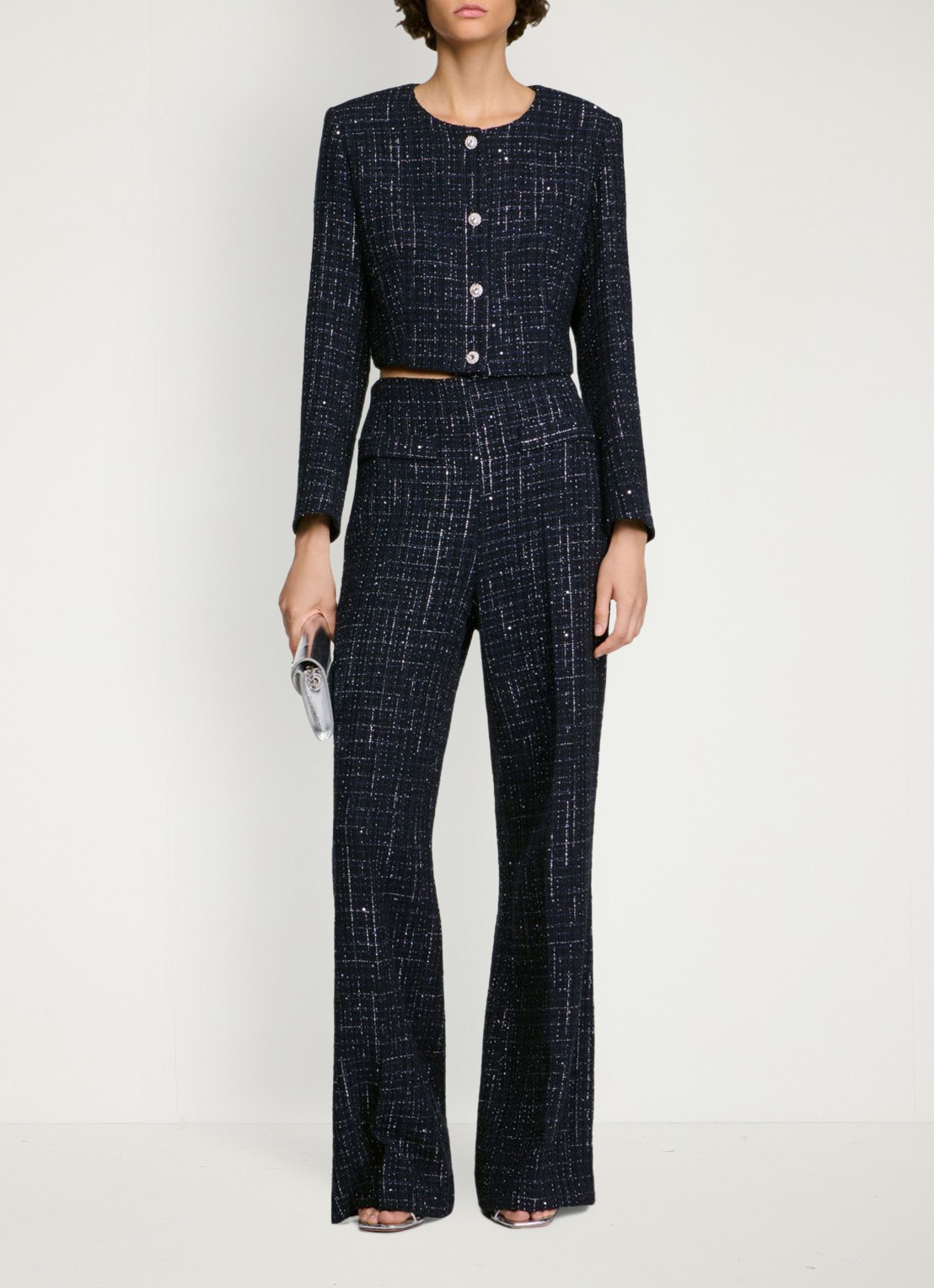 Sandro Jack met tweed-look - detail 2 donkerblauw