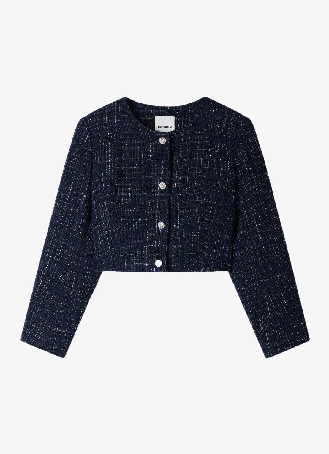 Sandro Jack met tweed-look - voorkant 4 donkerblauw