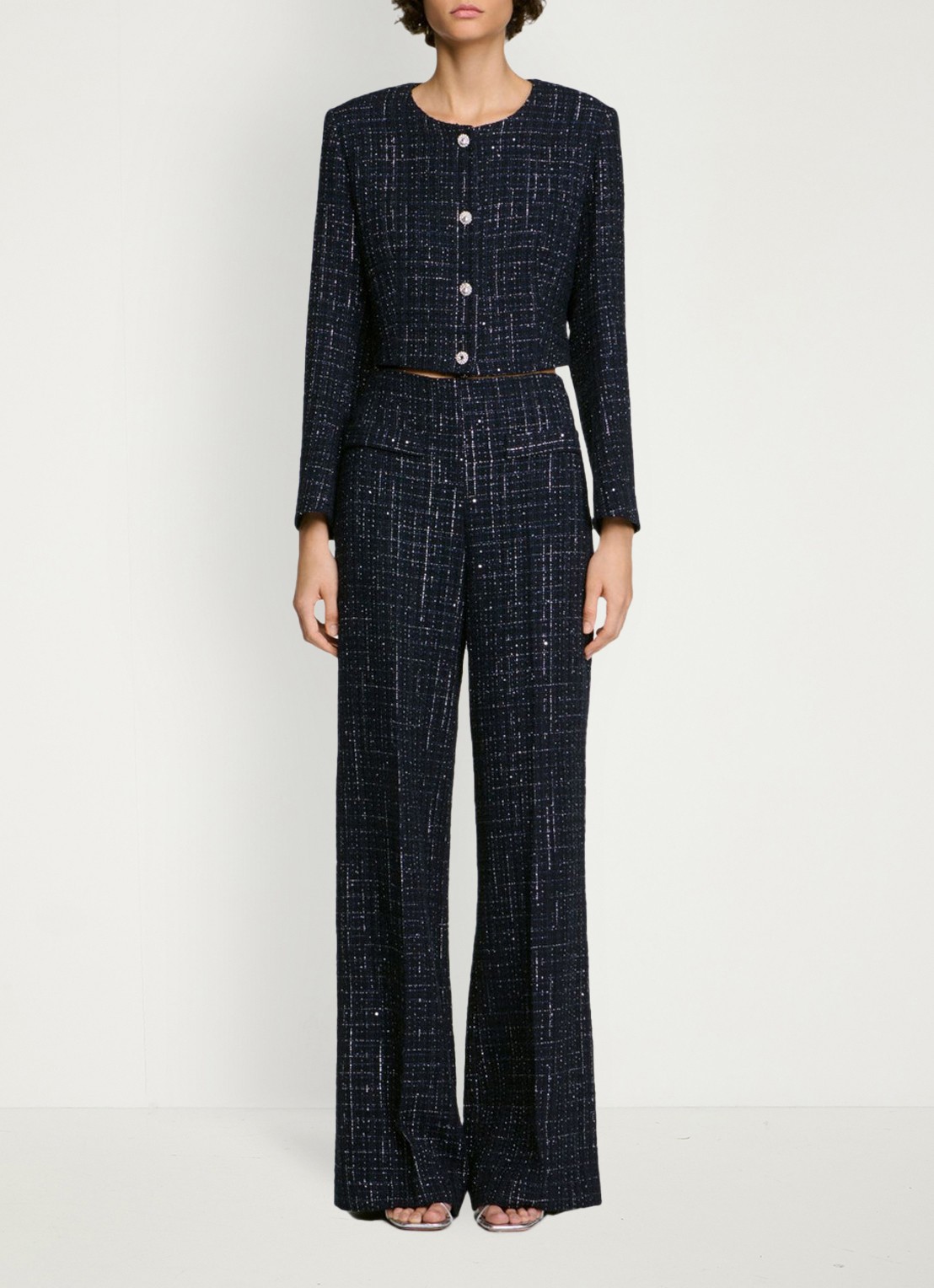 Sandro Jack met tweed-look - voorkant 5 donkerblauw