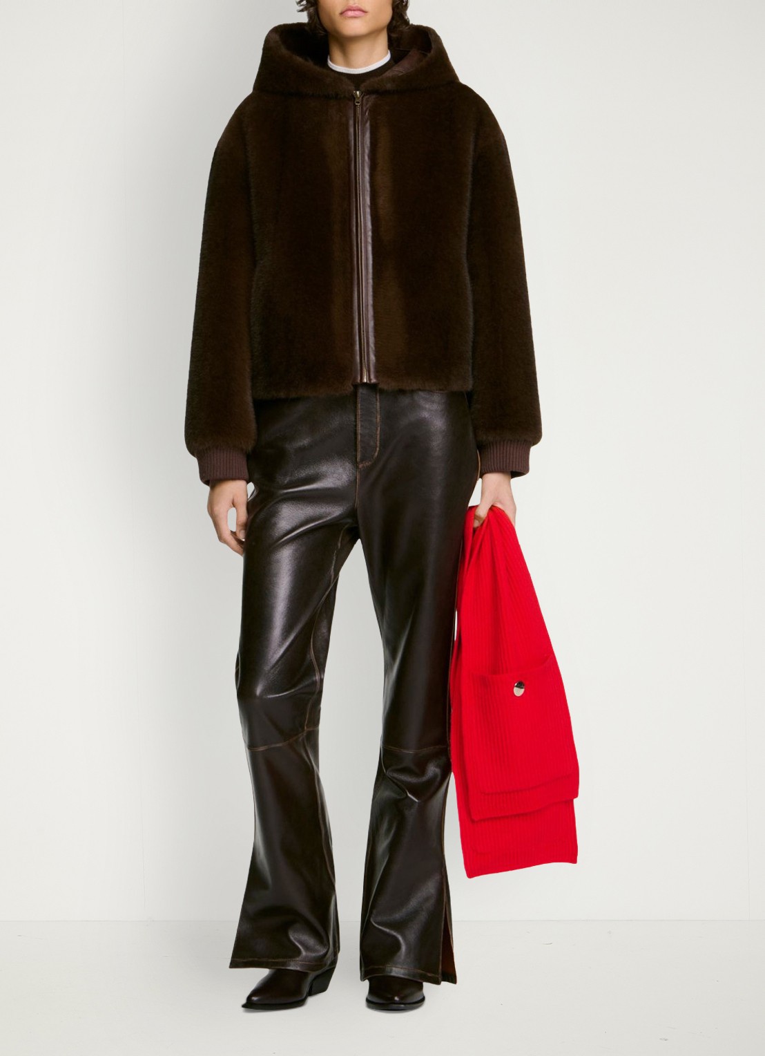 Sandro Jack van imitatiebont - detail bruin