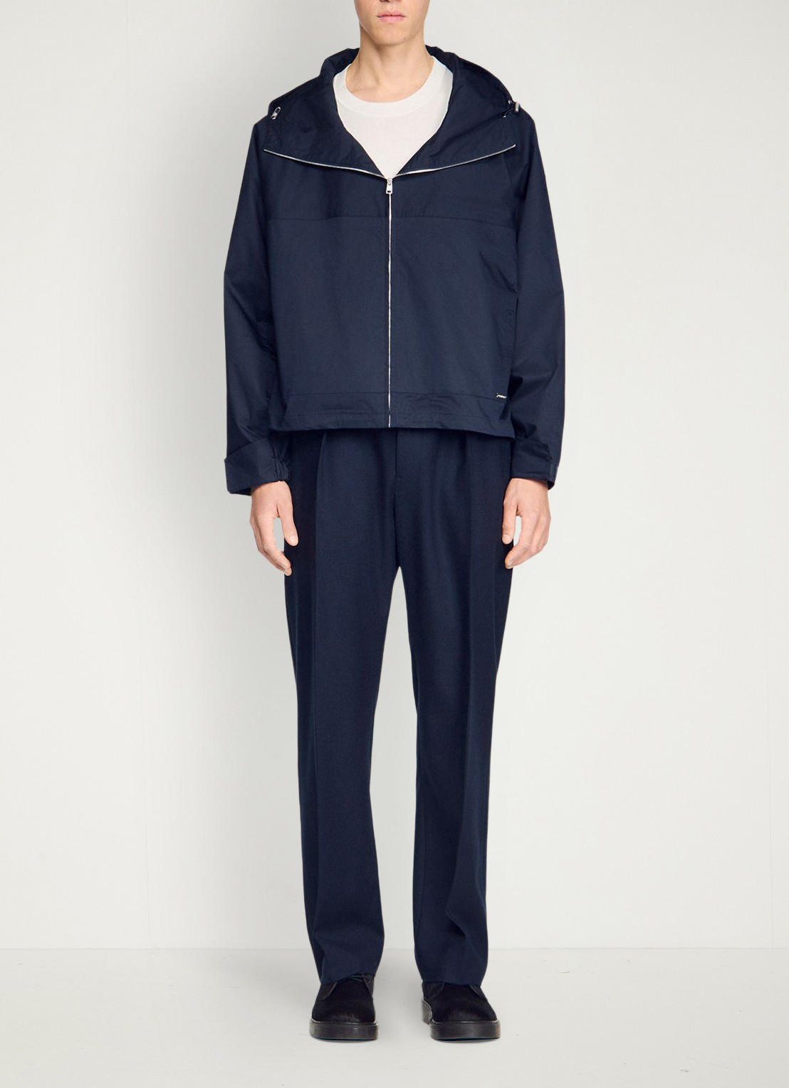 Sandro Jack van katoen met capuchon en opstaande kraag  - detail 4 midnight blue / blauw