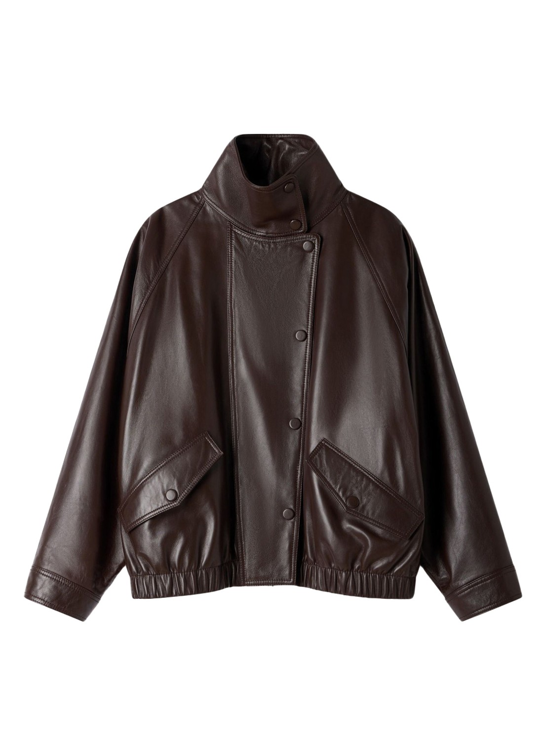 Sandro Jack van lamsleer met opstaande kraag - voorkant brown / bruin