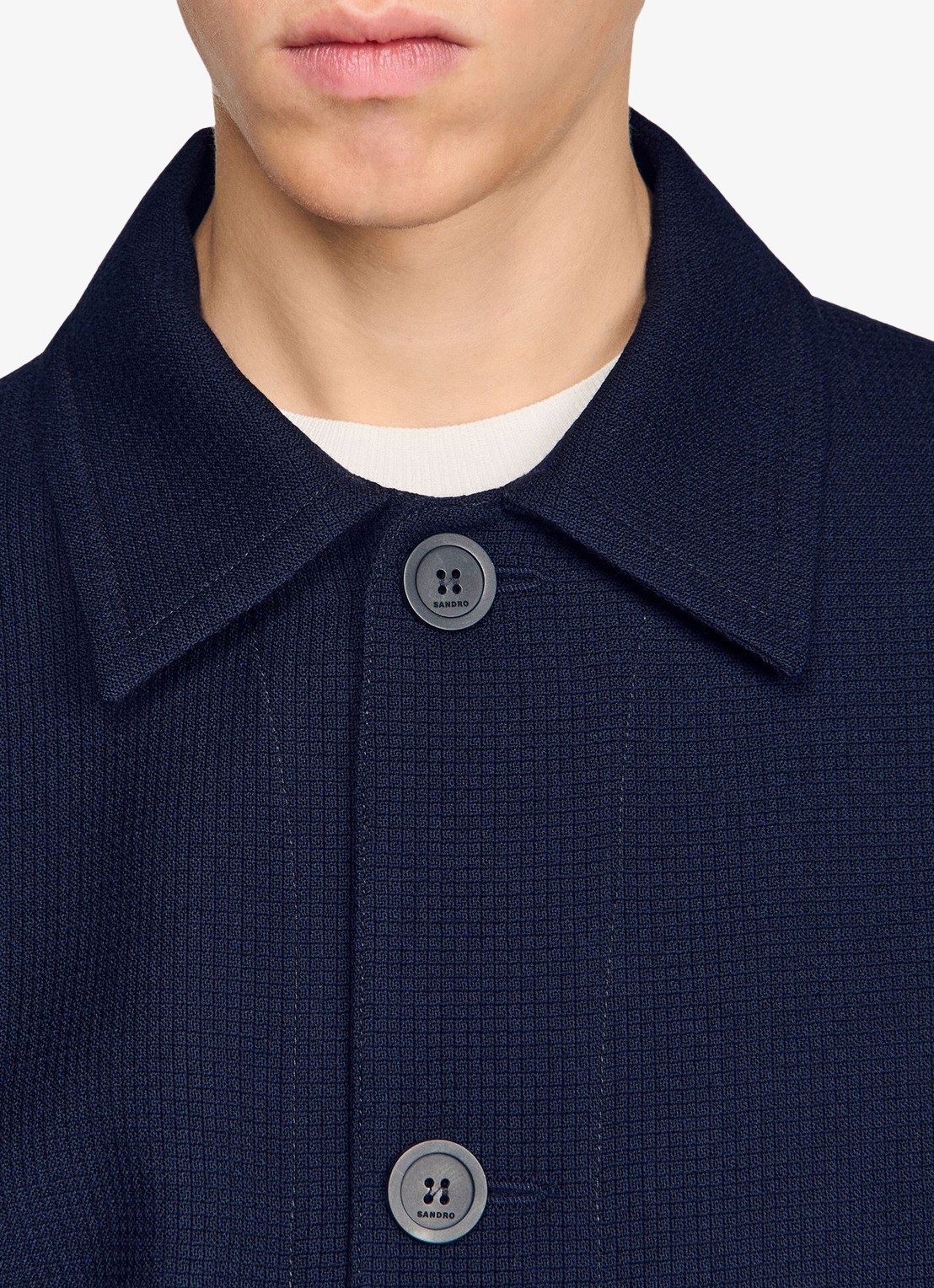 Sandro Jack van scheerwol met opgestikte zakken - detail 4 midnight blue / blauw