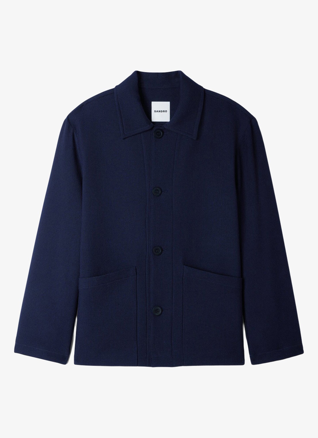 Sandro Jack van scheerwol met opgestikte zakken - voorkant midnight blue / blauw